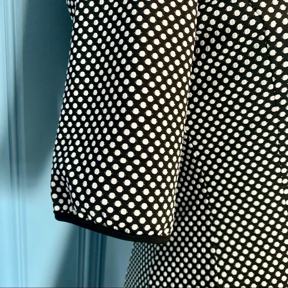 Julian Taylor Dress Black with White Polka Dots Short Sleeve Full Skirt -Size 8 - Picture 3 of 13